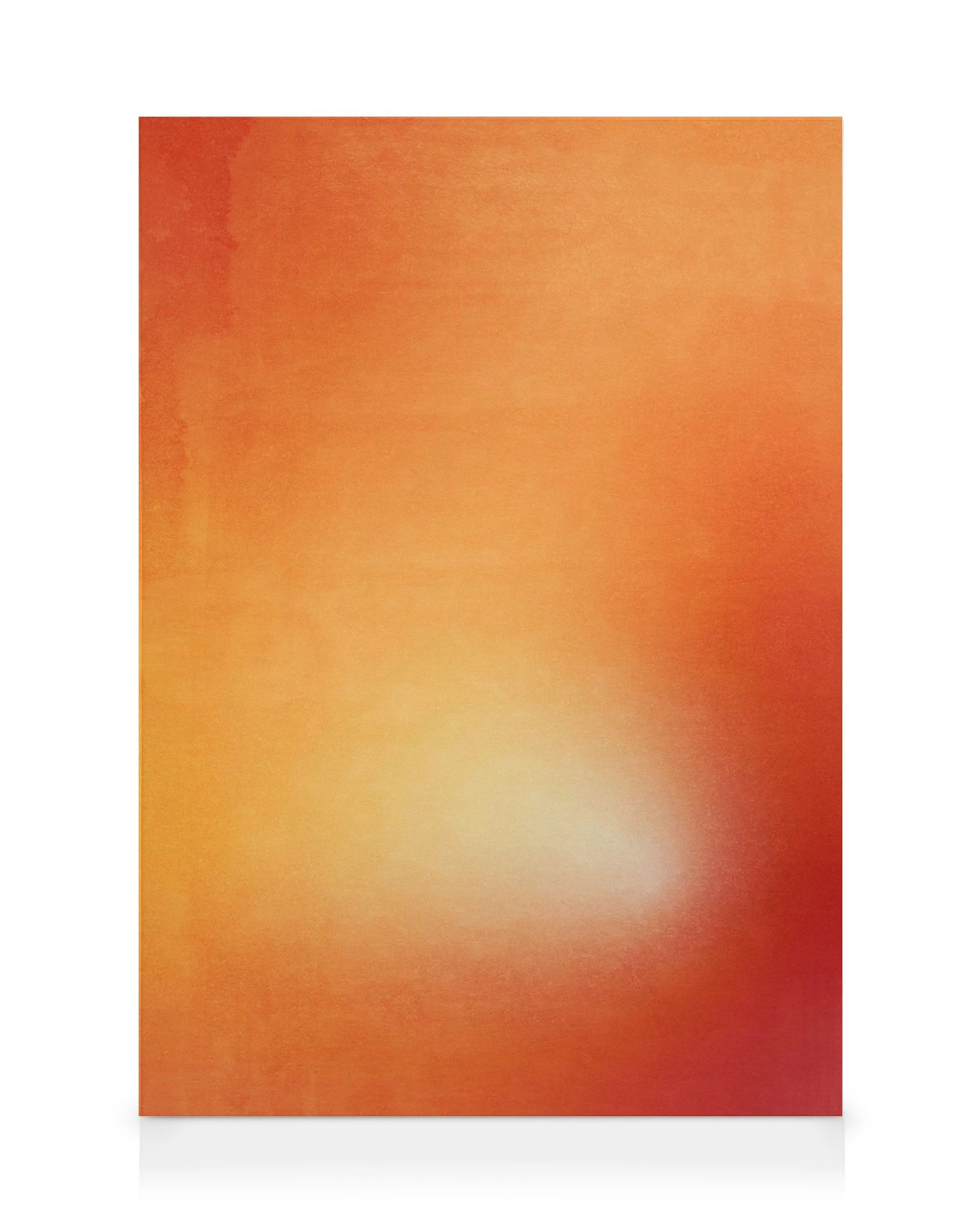 A canvas print featuring a vibrant orange and red gradient with a bright, soft yellow glow emanating from the bottom right.