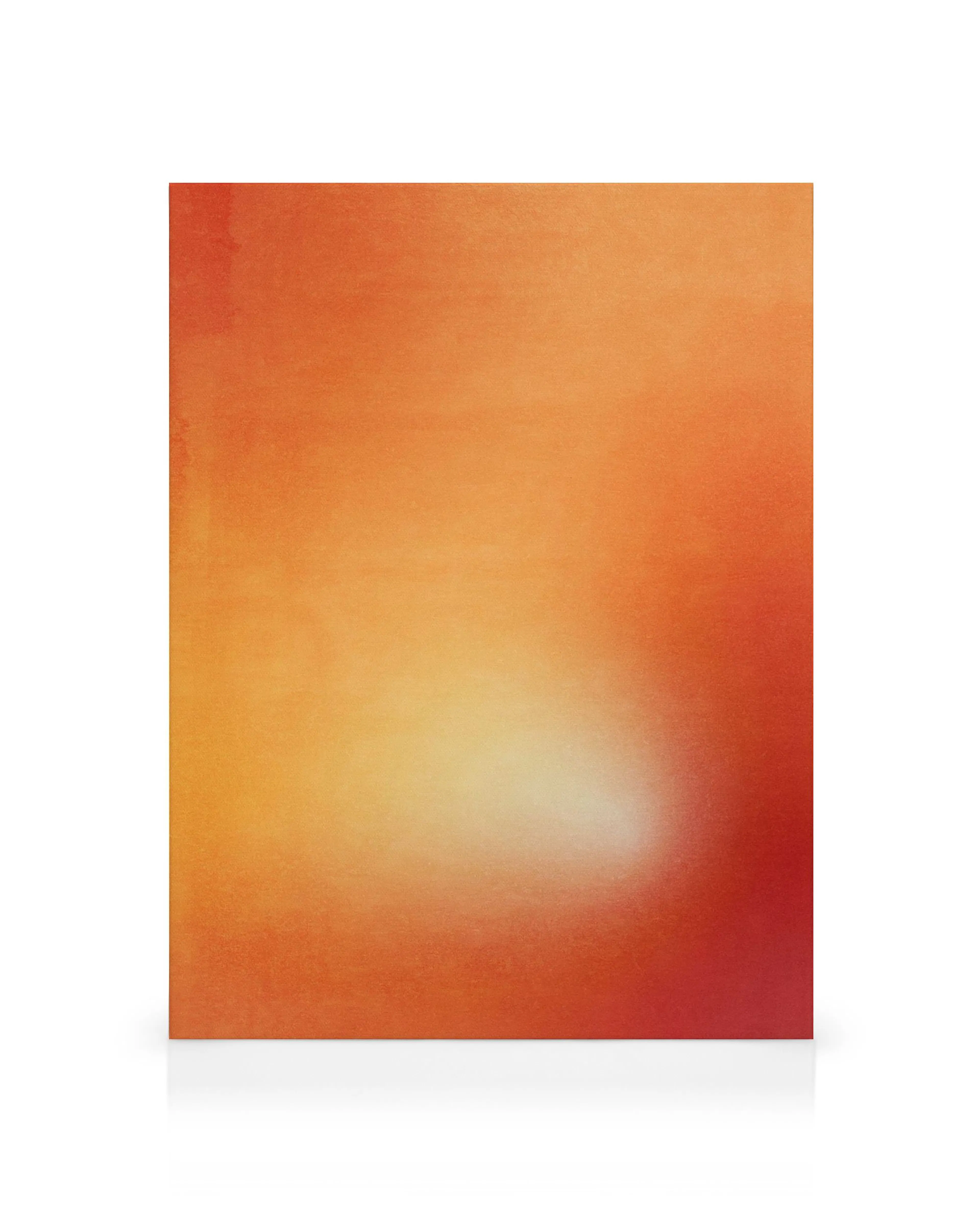 Leinwandbild mit einem warmen Farbverlauf von Rot zu Orange und Gelb mit einem hellen Leuchten.