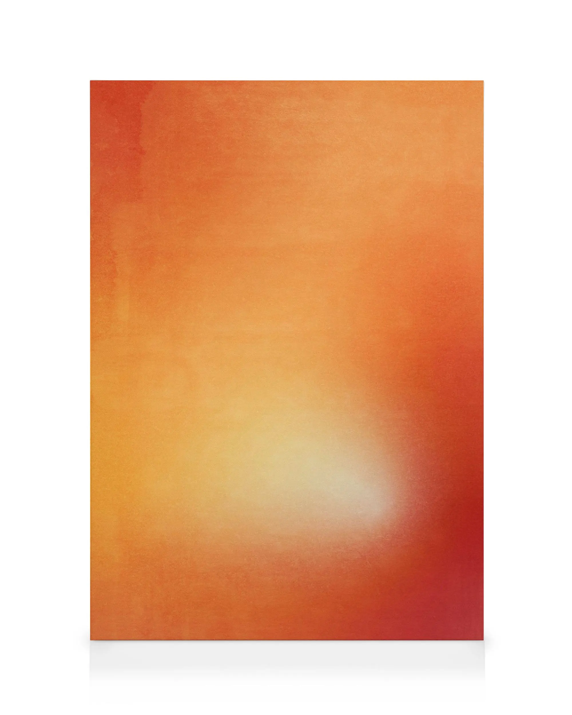 Leinwandbild mit einem warmen Farbverlauf von Rot zu Orange und einem hellen Leuchten in der unteren rechten Ecke.