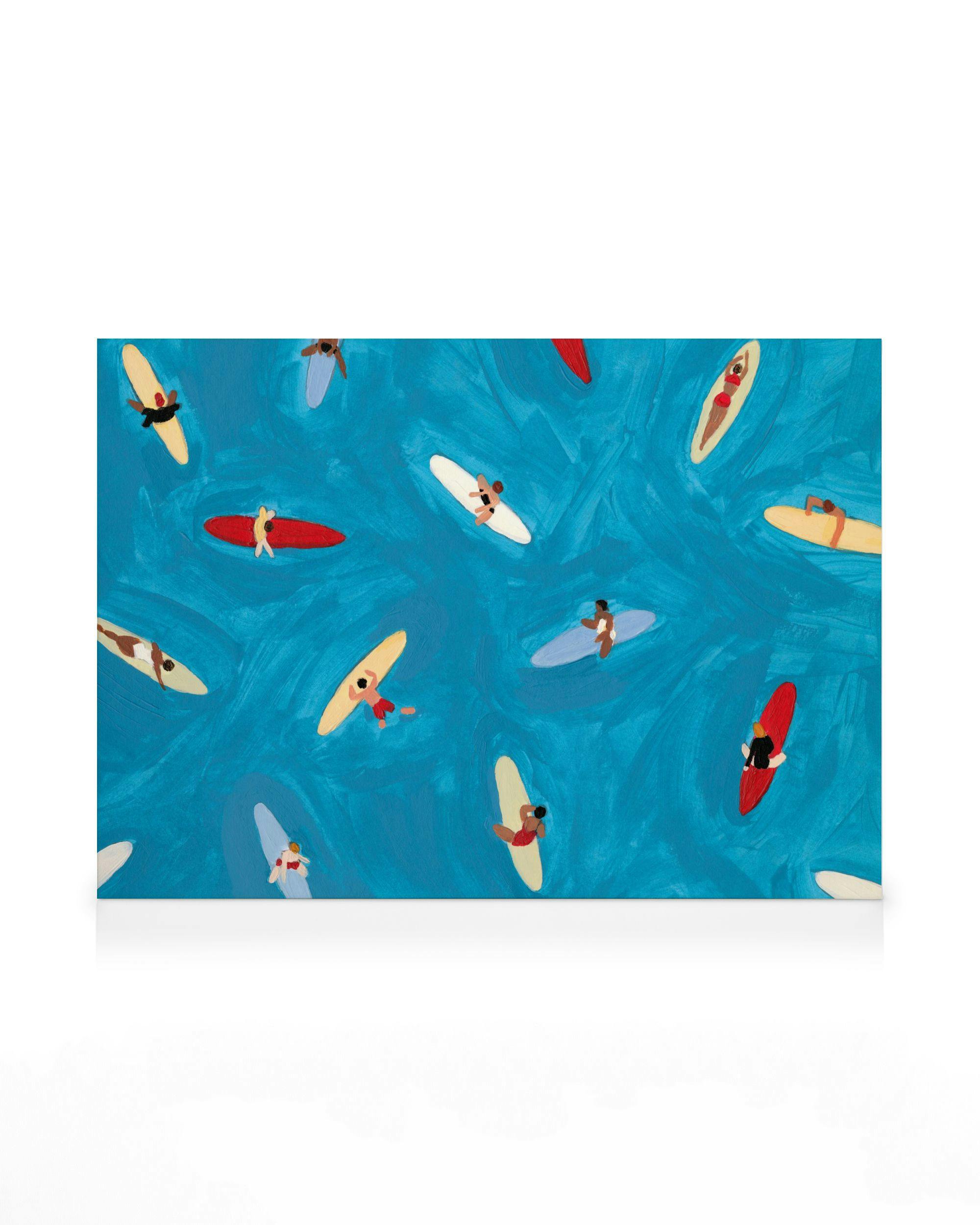 Canvas Prints Surfers in the Blue Canvas print (50x70 cm - Oak Frame)