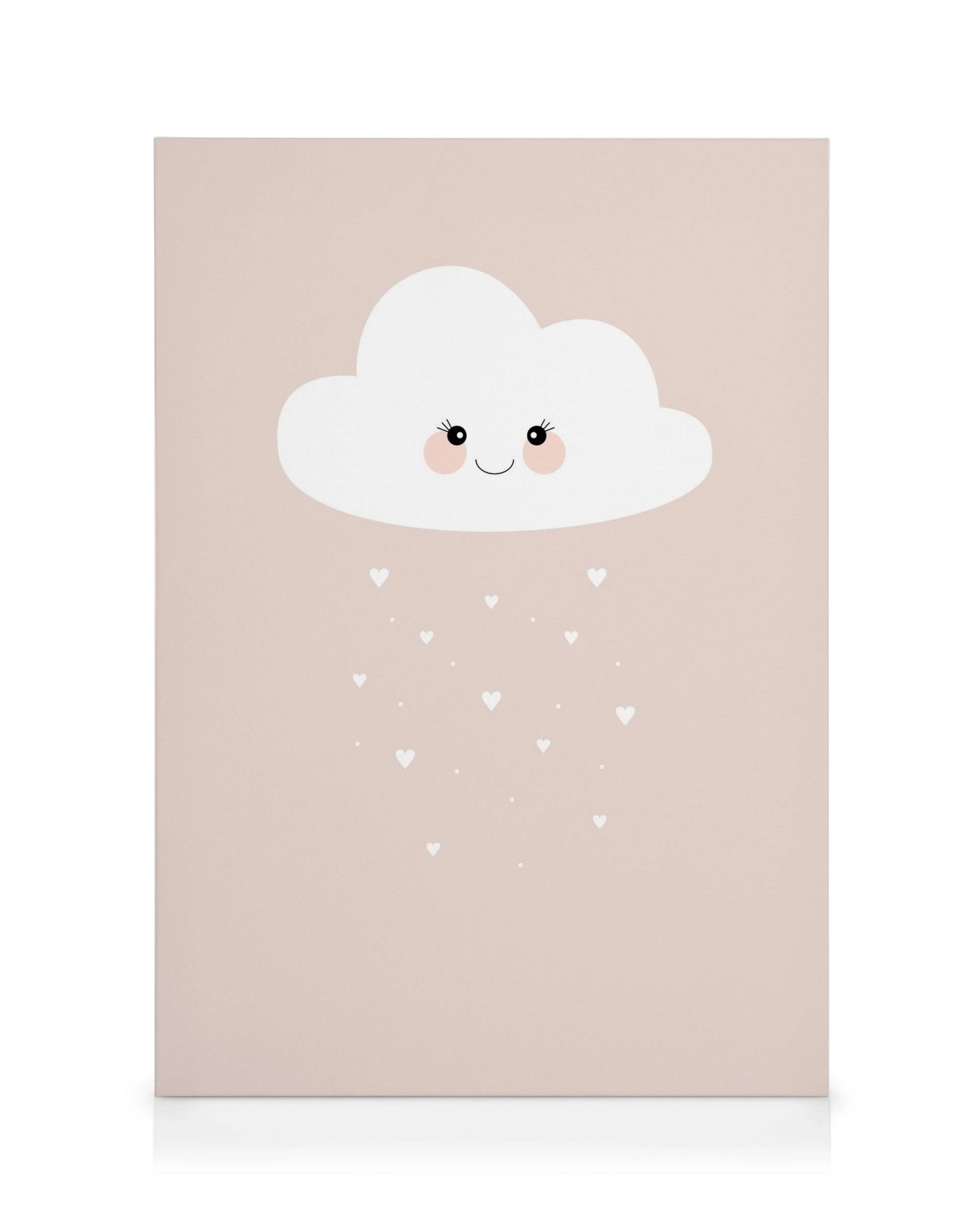 Καμβάς Cloud Pink με χαμογελαστό σύννεφο και καρδιές, παιδική διακόσμηση