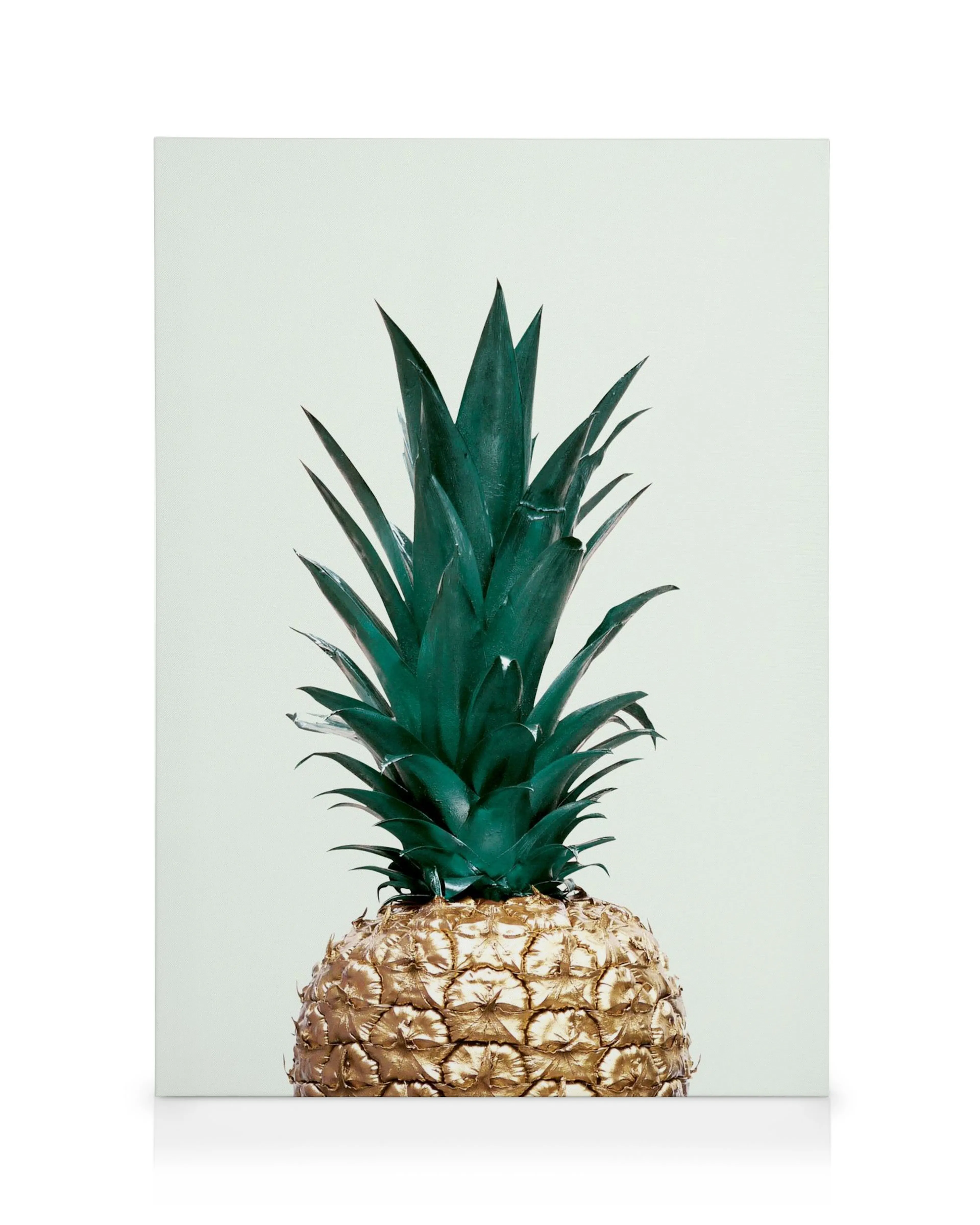 Toile avec ananas doré et feuilles vertes sur fond clair