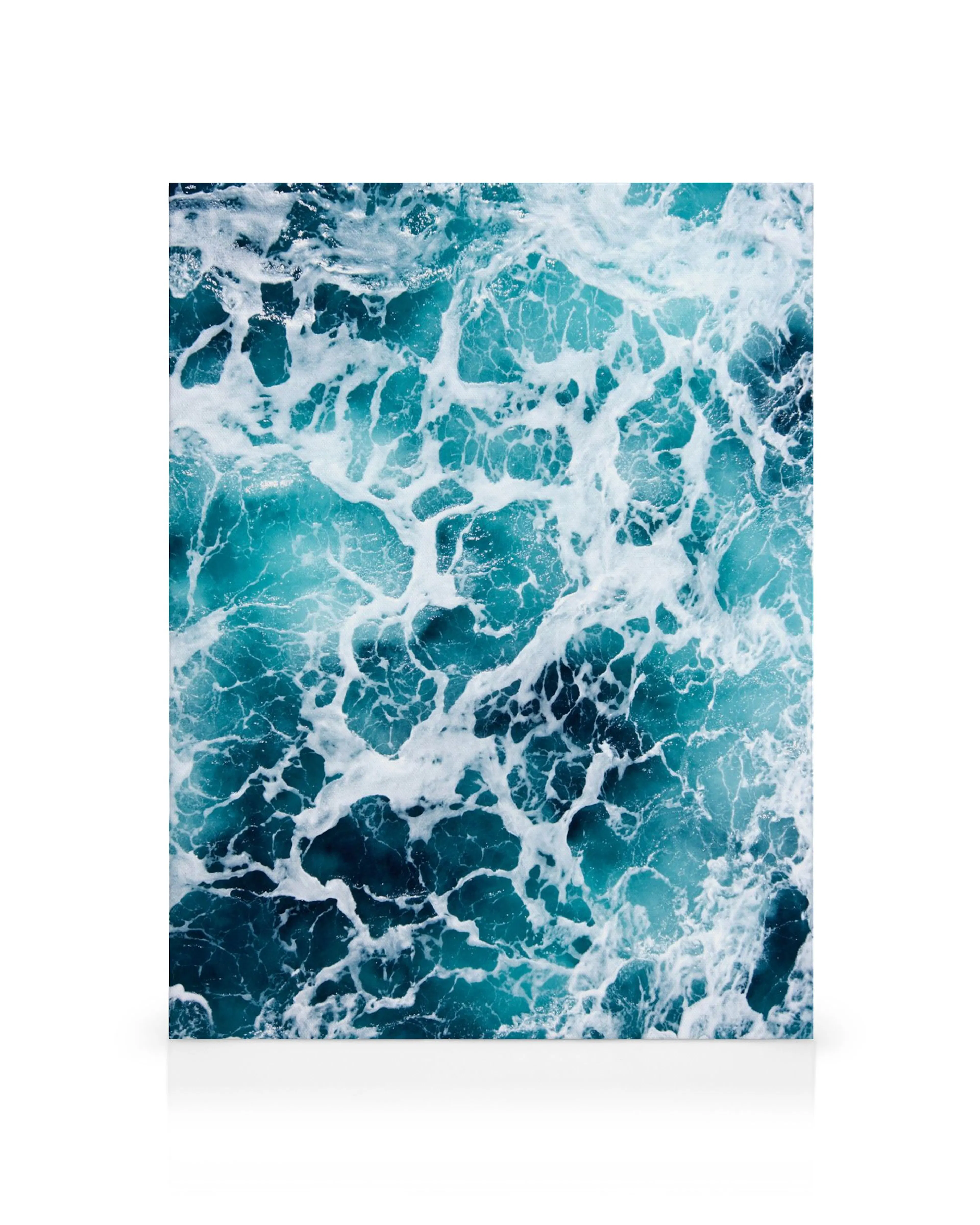 Meeres Gischt Leinwandbild, aquatisches Bild von blauem Wasser mit weißen Schaumwellen