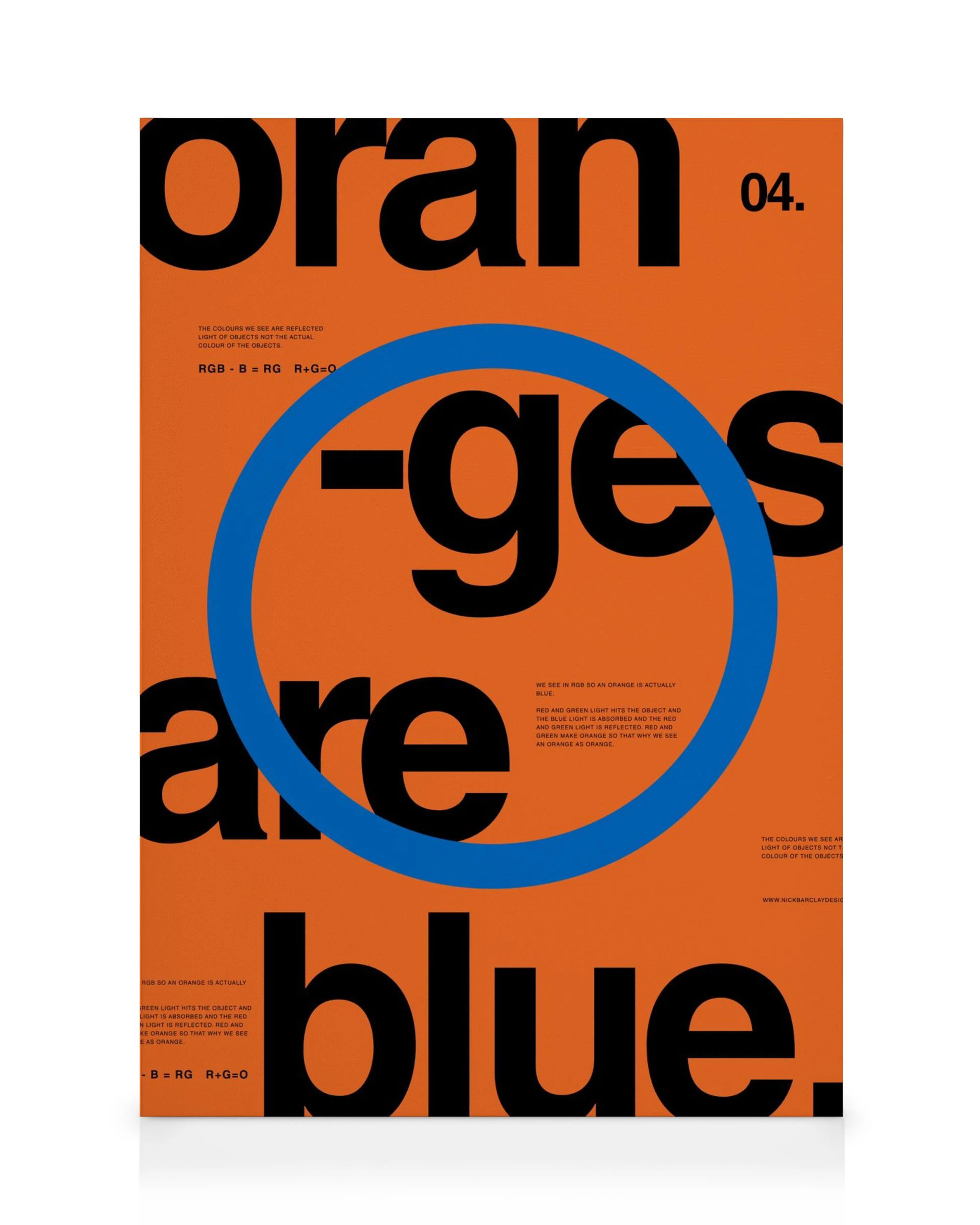 Orange canvas with large black text Oranges are blue. A blue circle surrounds -ges are.