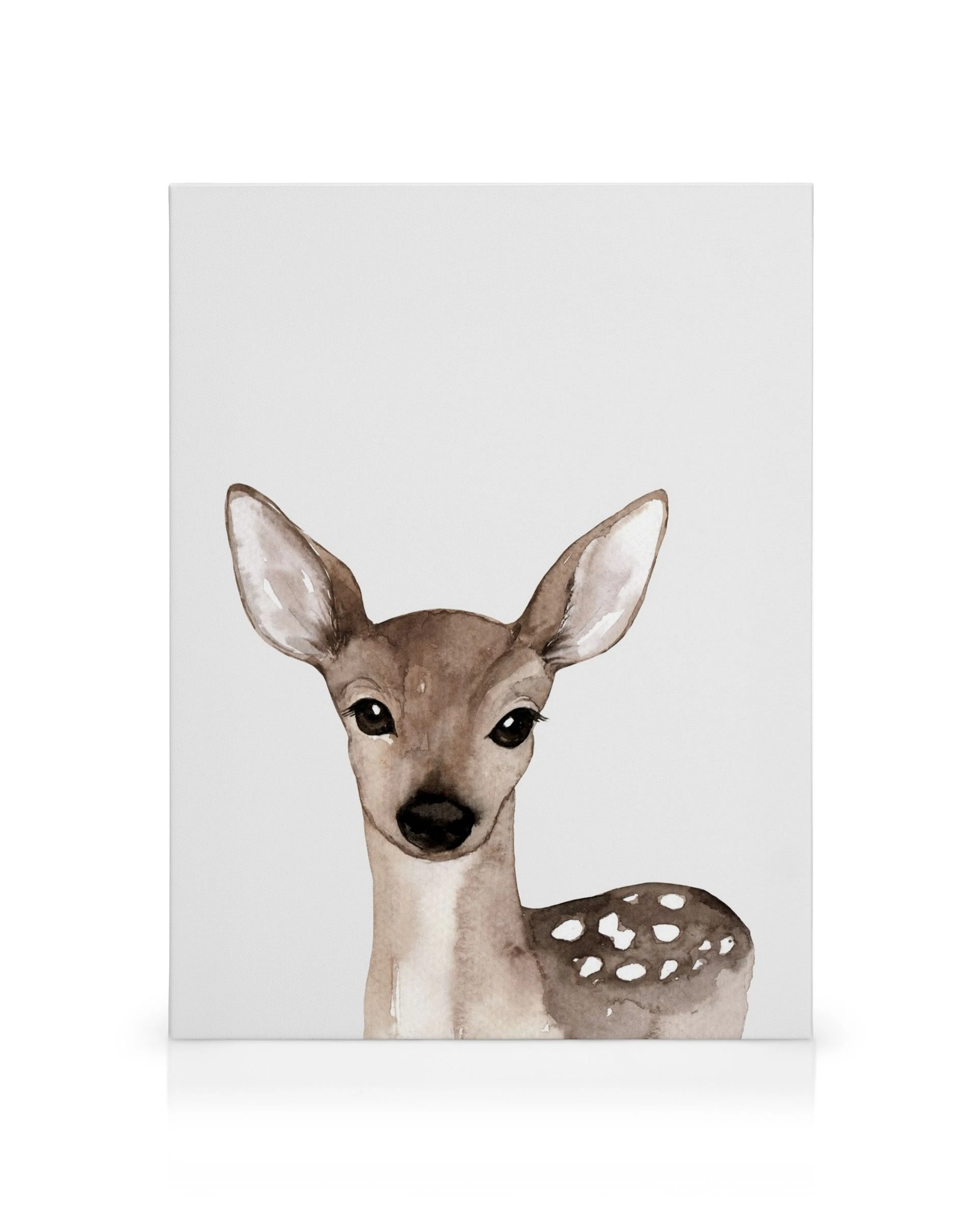 Waterverf schilderij van een schattig babyhertje canvas voor kinderkamer decoratie.