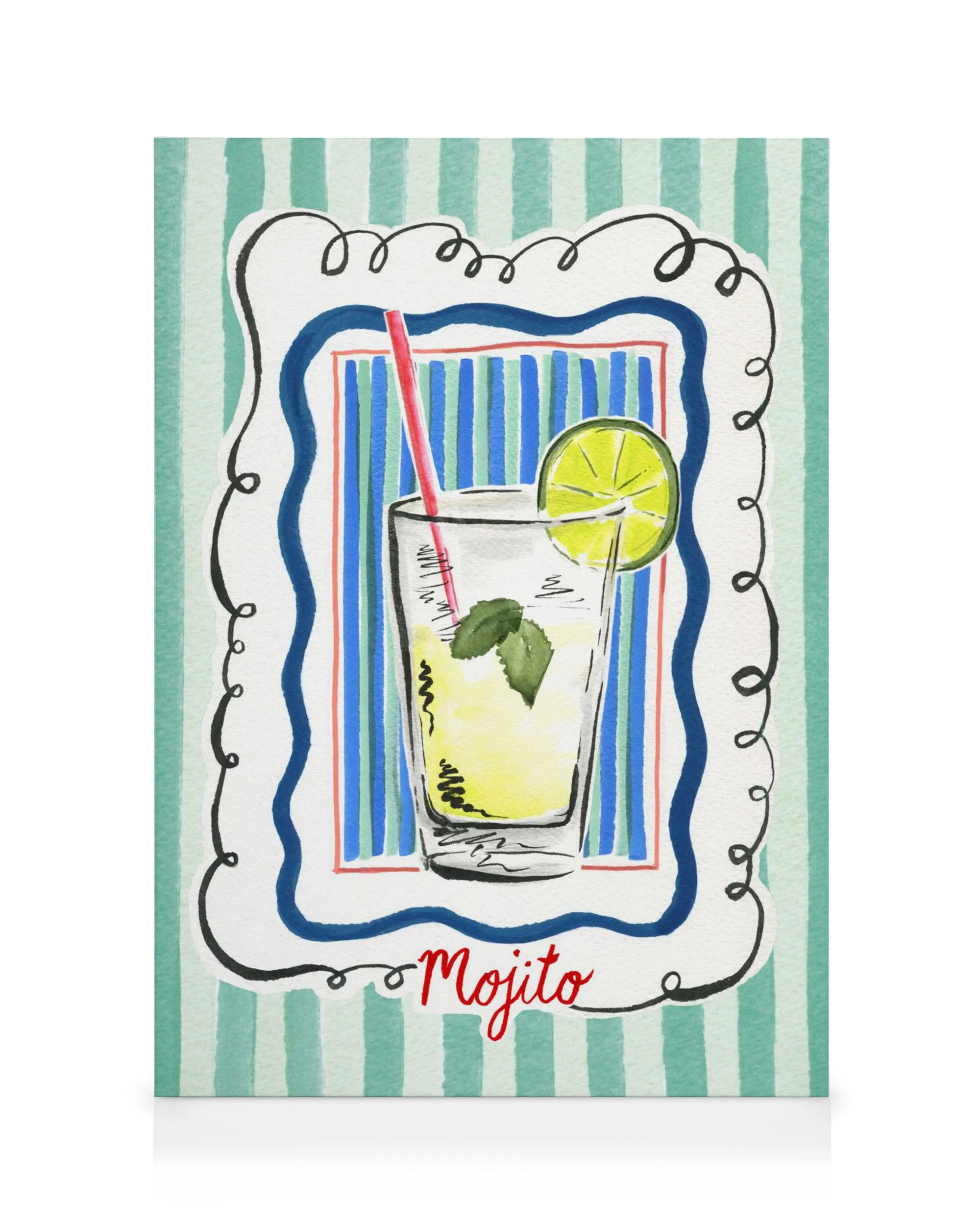 Tela Emily Daborn Mojito com cores vibrantes de verde, fundo colorido