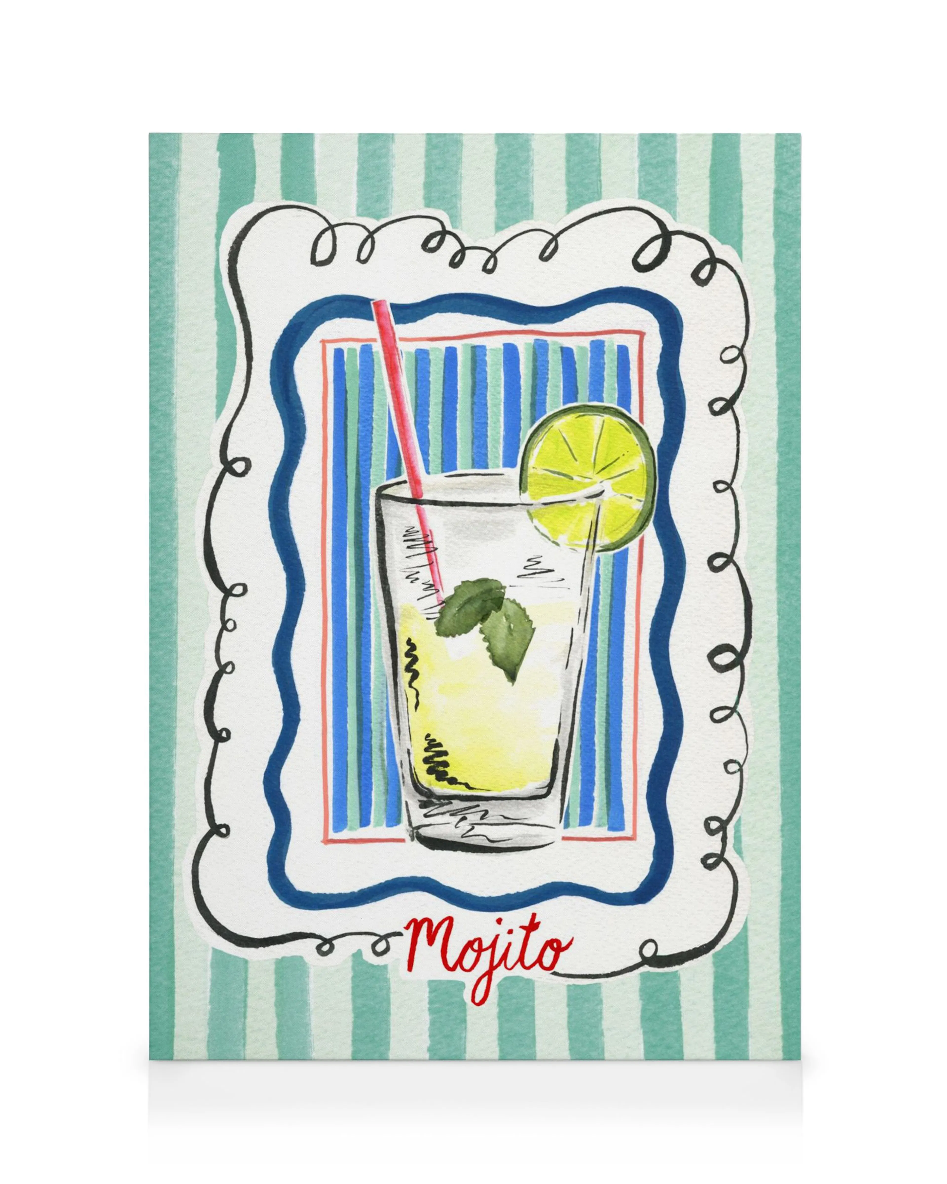 Tela Emily Daborn Mojito com cores vibrantes de verde, fundo colorido