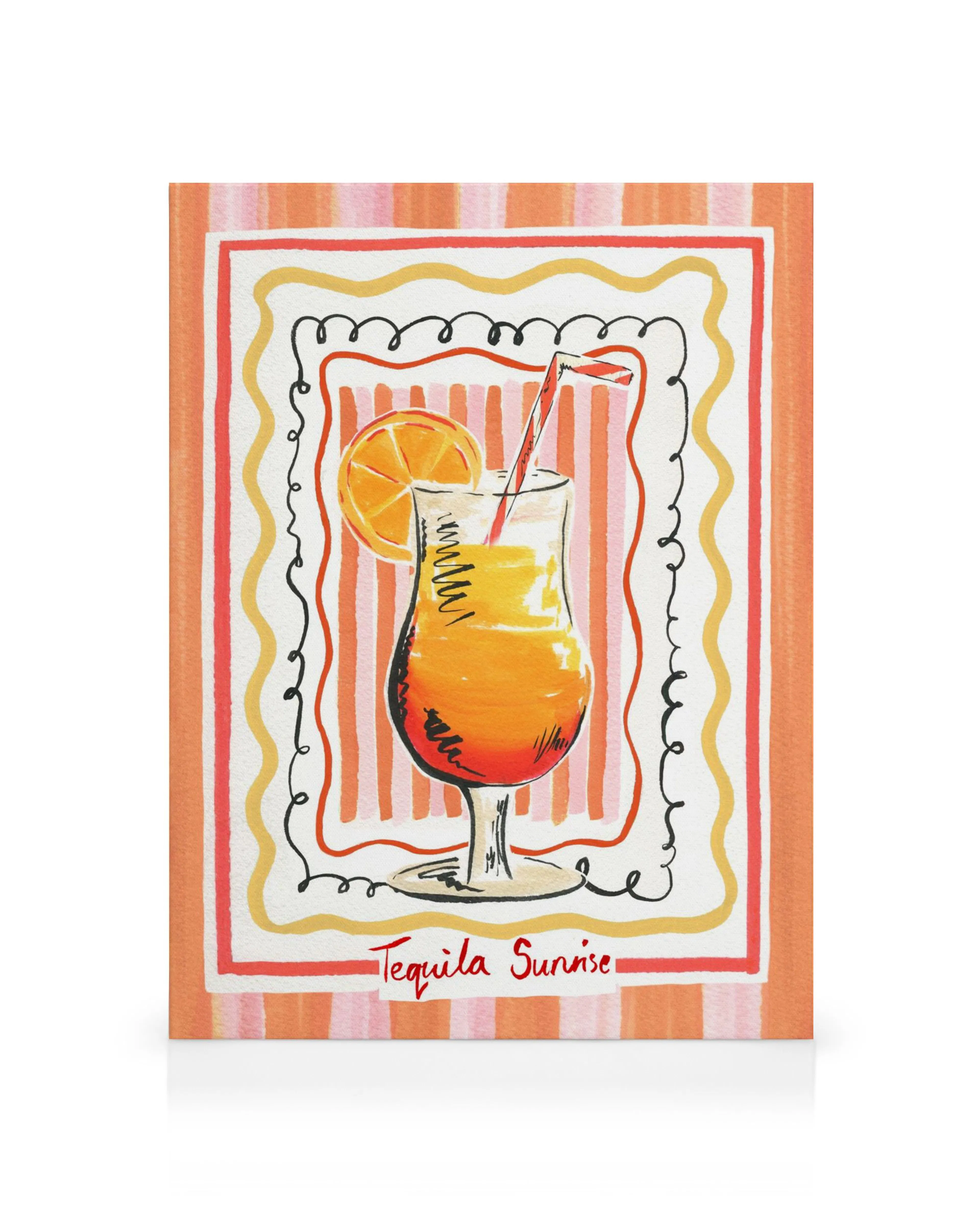 Vibrant Tequila Sunrise canvas print by Emily Daborn, featuring a colourful abstract blend of warm yellow, orange, and red hues.