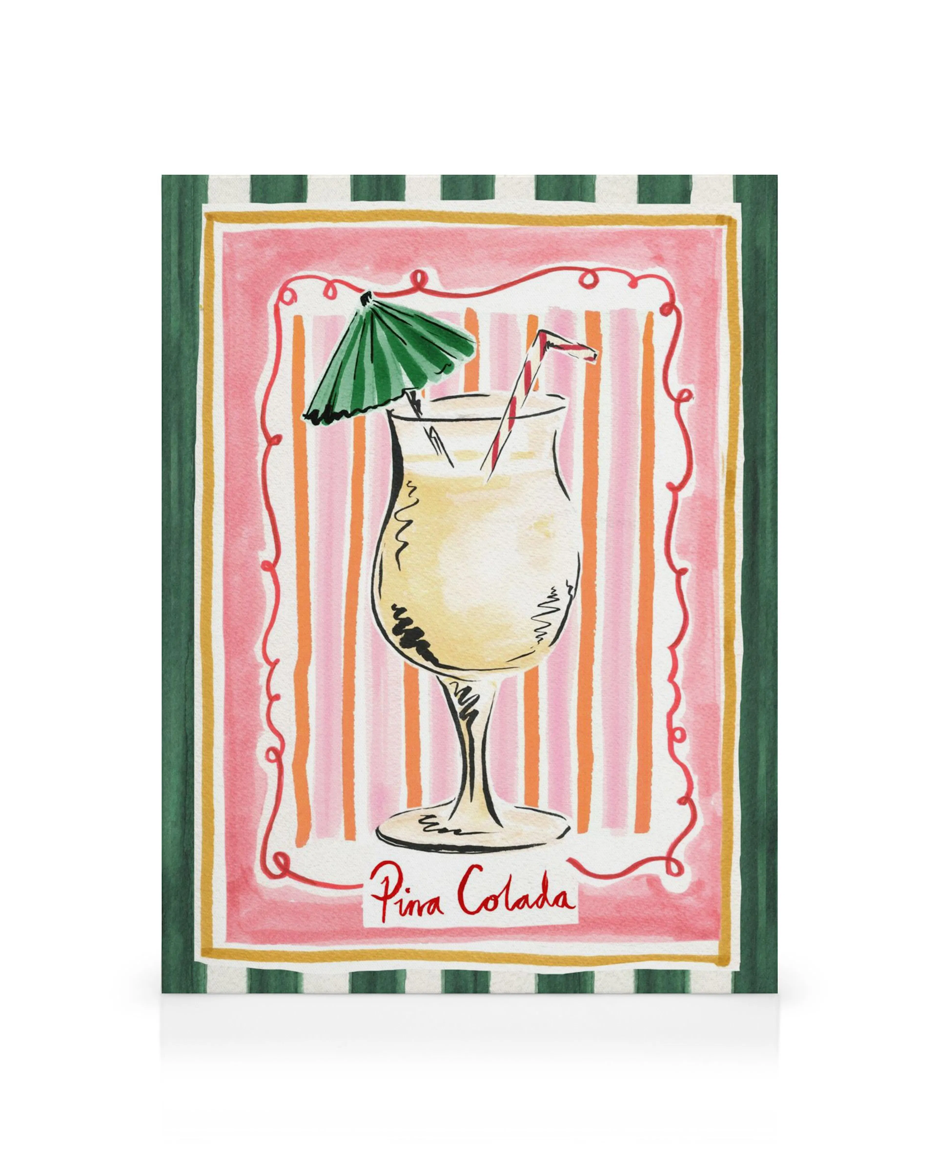 Vibrant Piña Colada canvas print by Emily Daborn, a refreshing tropical cocktail art piece.