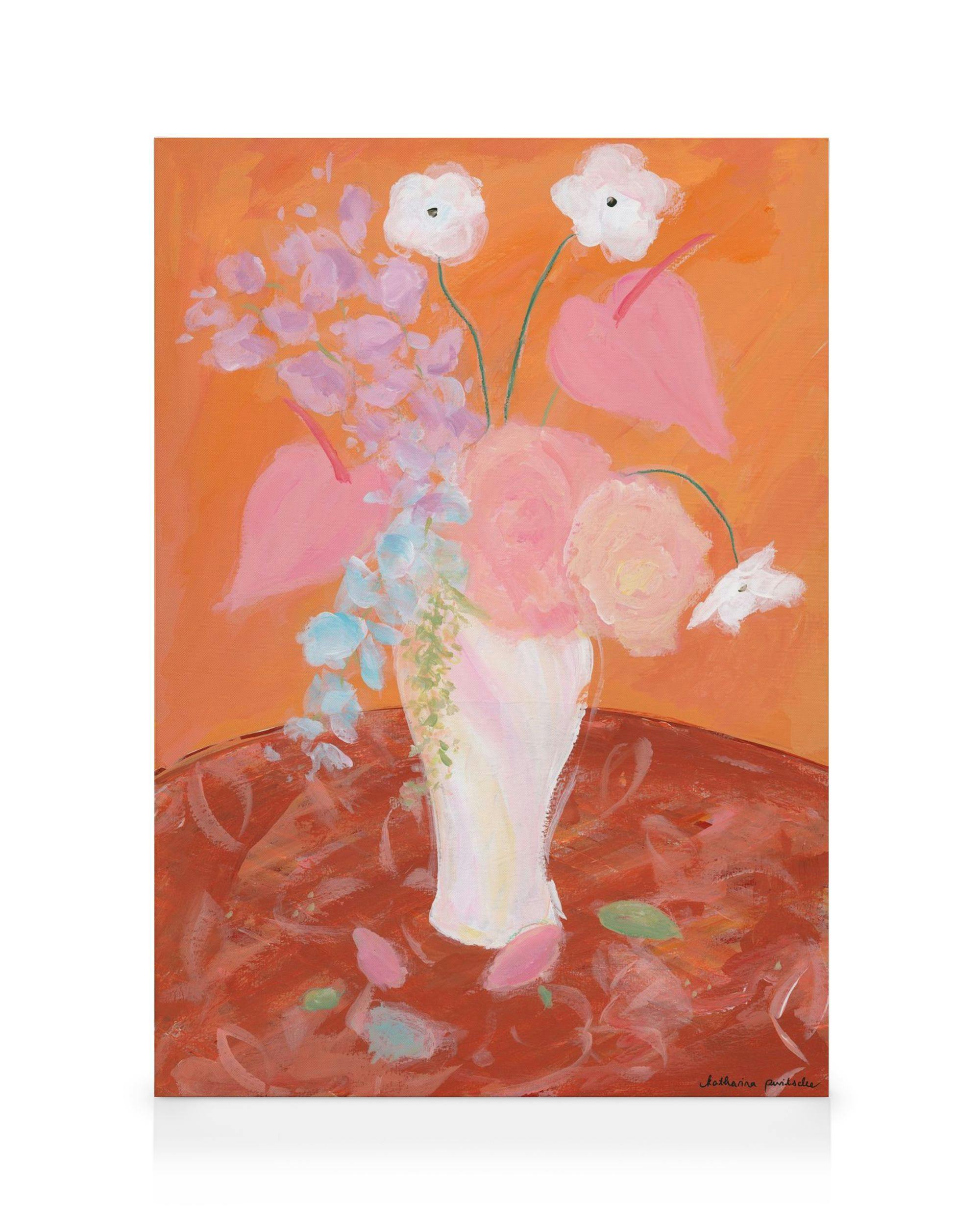 Canvas Schilderijen Katharina Puritscher - Orange Bloom Canvas (50x70 cm - Fotolijst Zwart)