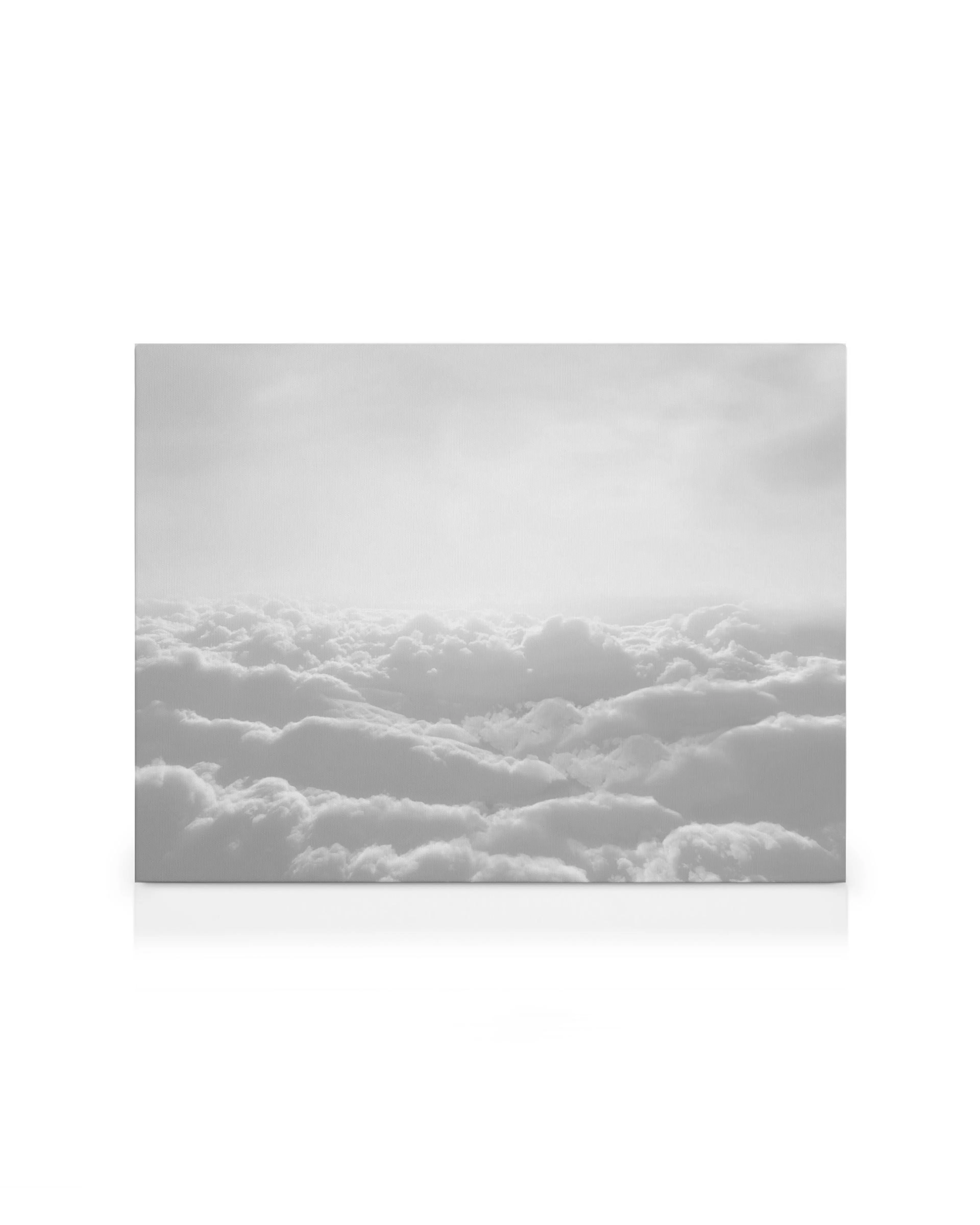Lærred med himmel og hvide skyer, abstrakt sky-lærredskunst.