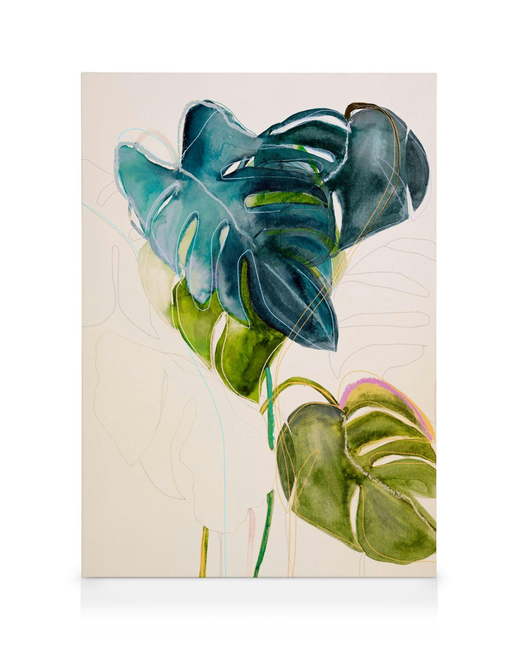 Canvas Prints Leigh Viner - Blue Monstera Canvas print (30x40 cm)