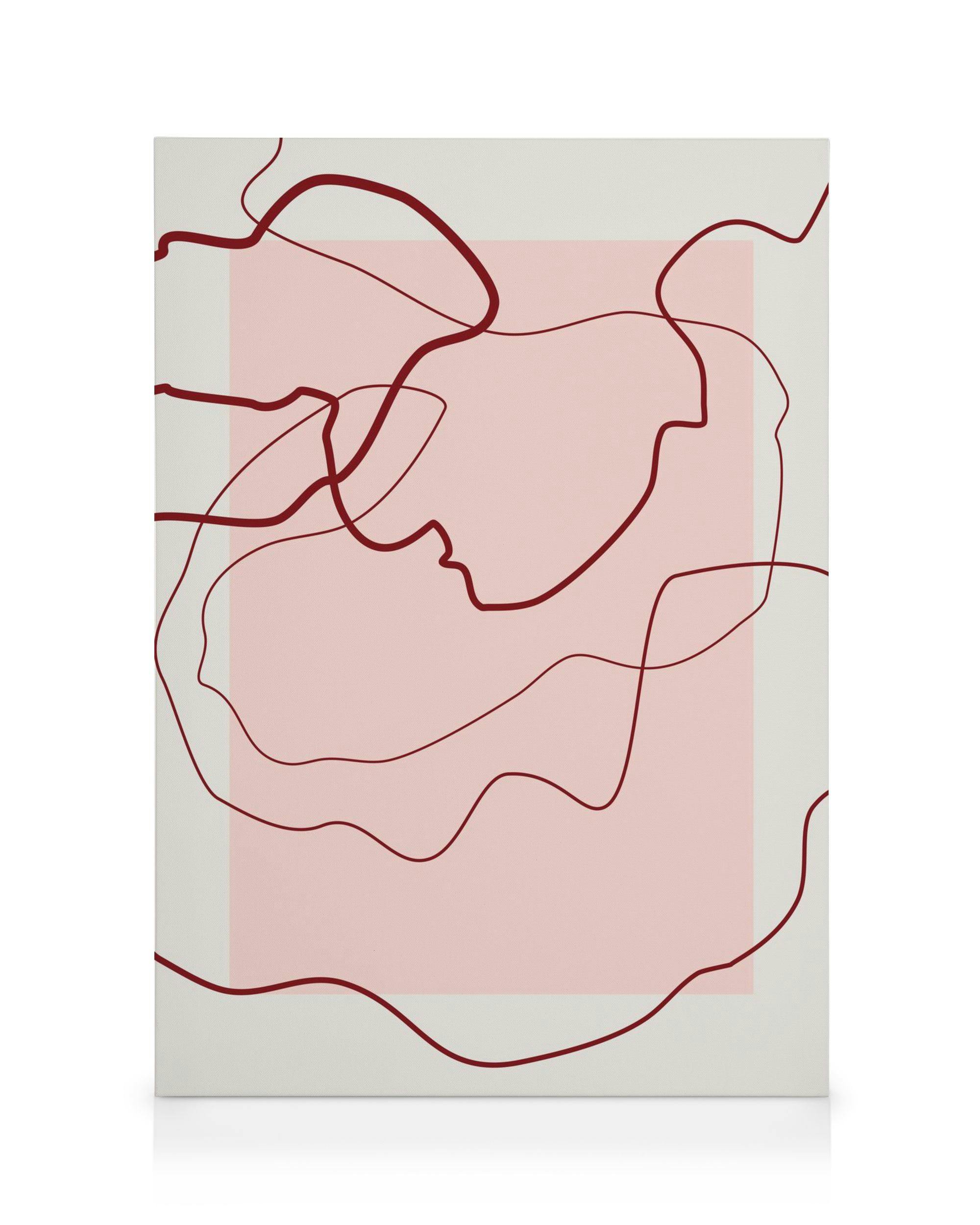 The Print Republic - Abstract Red Lines Lienzo (30x40 cm - Marco de roble)