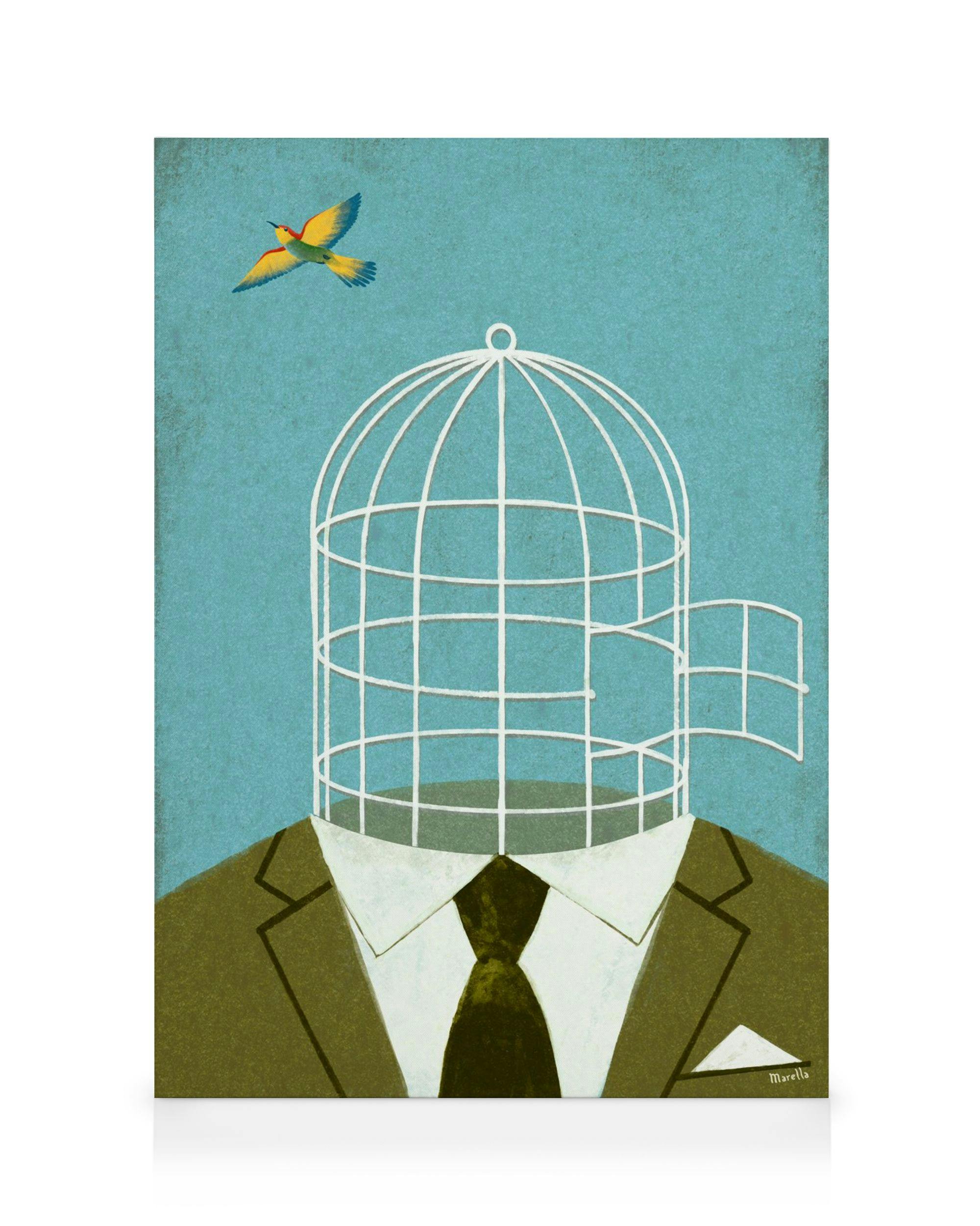 Marco Marella - Fly Free Lienzo (30x40 cm - Marco de roble)