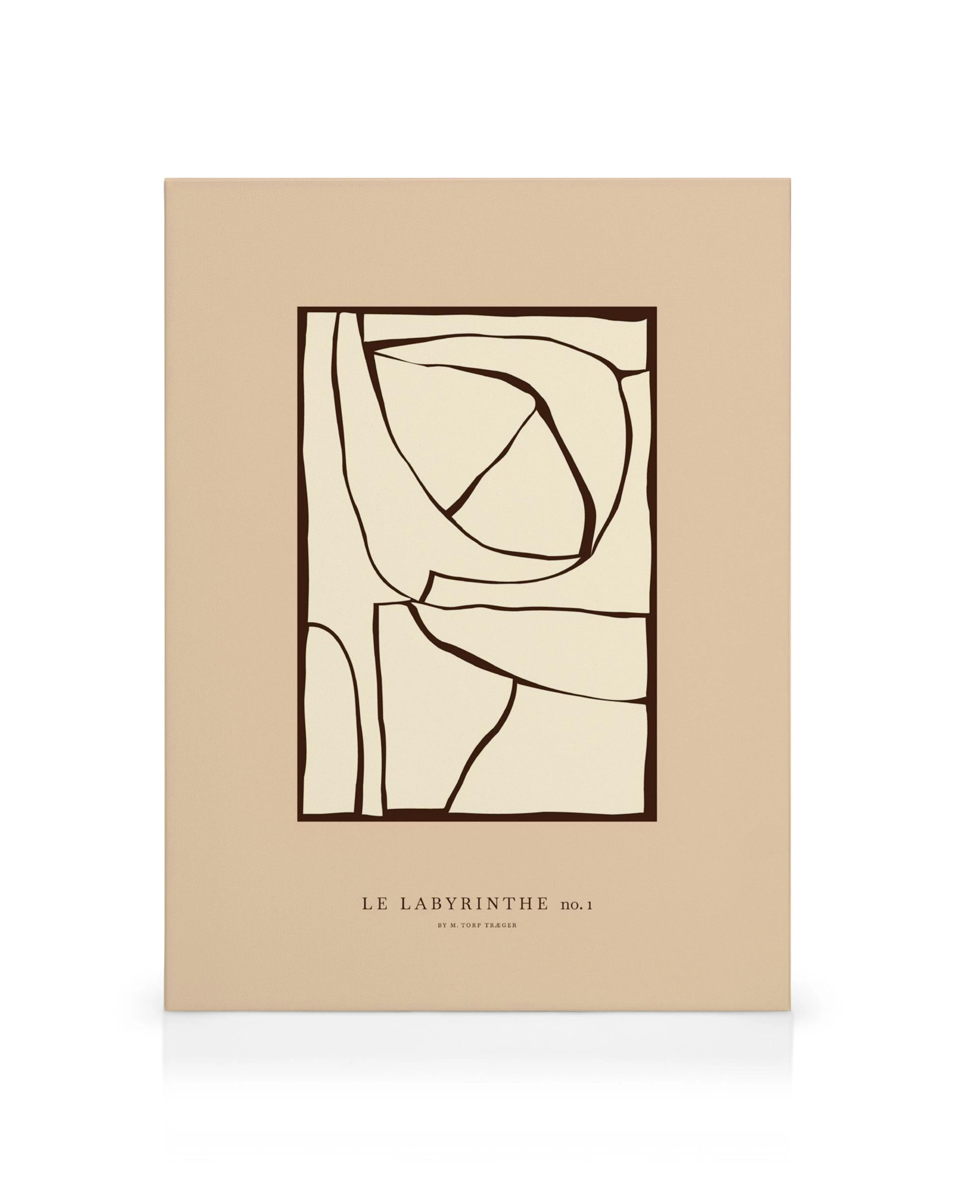 Le Labyrinthe no. 1 -kanvaasi, jossa on tummanruskeita abstrakteja orgaanisia muotoja vaalealla pohjalla.