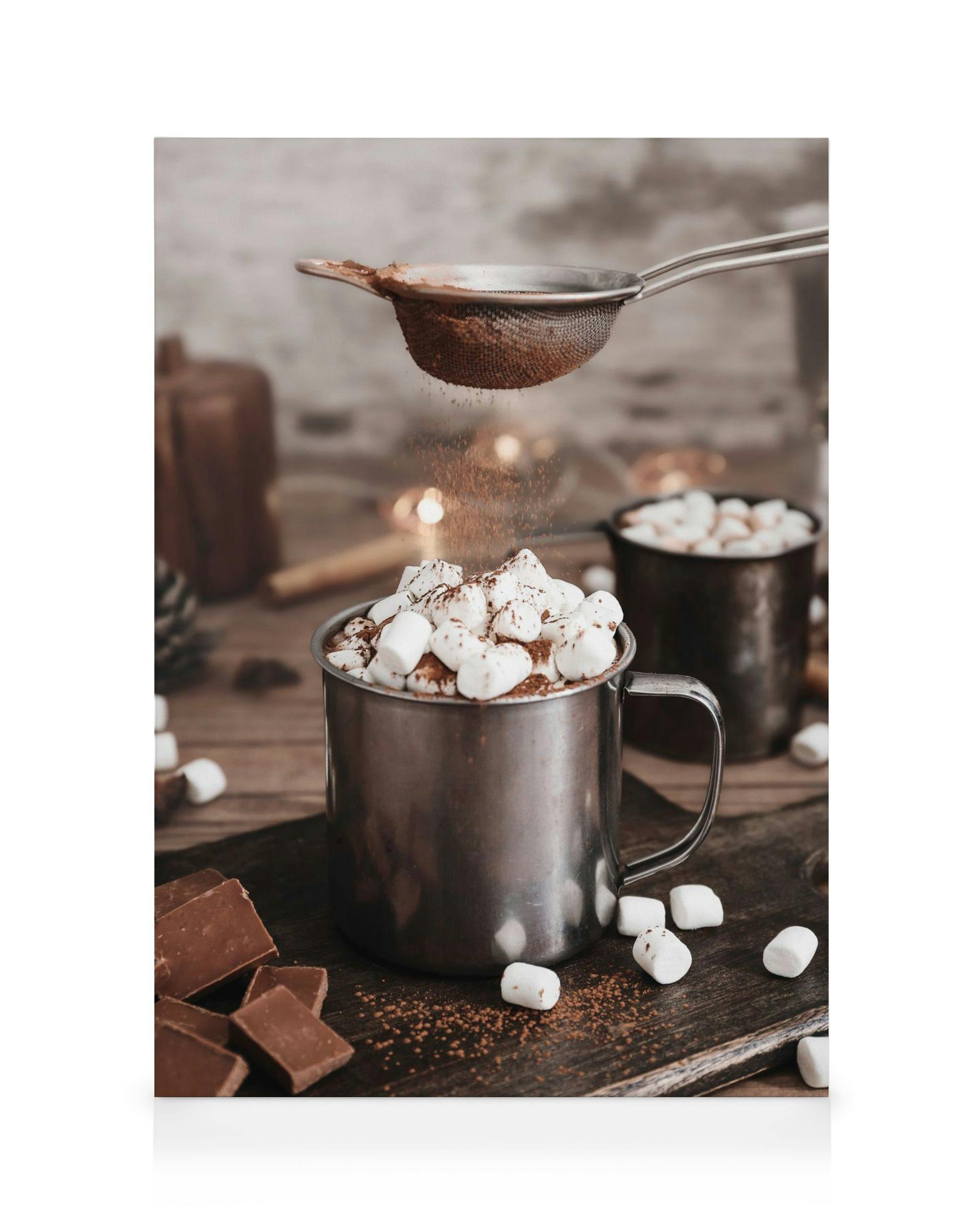 Cup of Chocolate Lerret (70x100 cm - Svart Ramme)