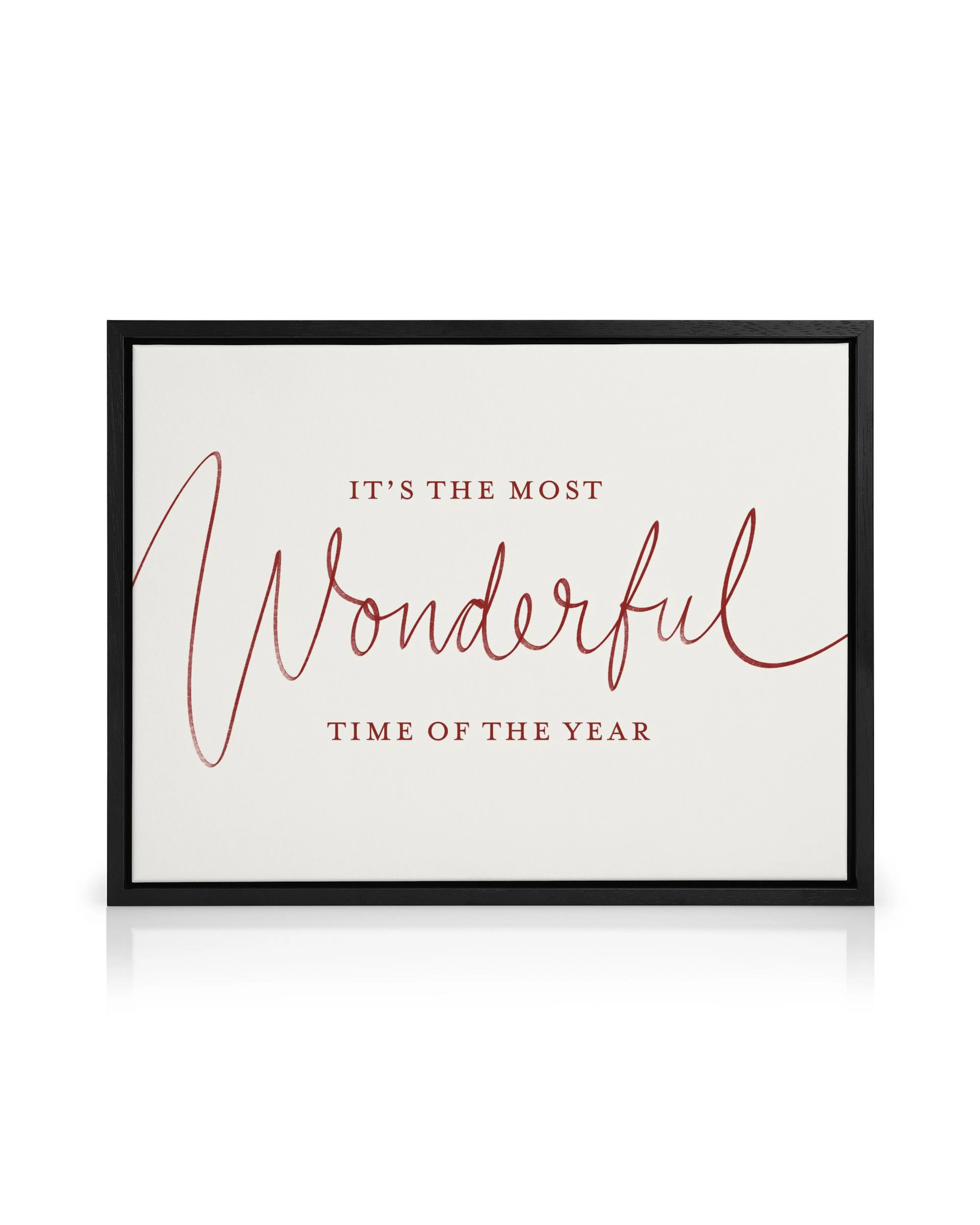 Καμβάς με χριστουγεννιάτικη φράση ITS THE MOST WONDERFUL TIME OF THE YEAR σε κόκκινα γράμματα.
