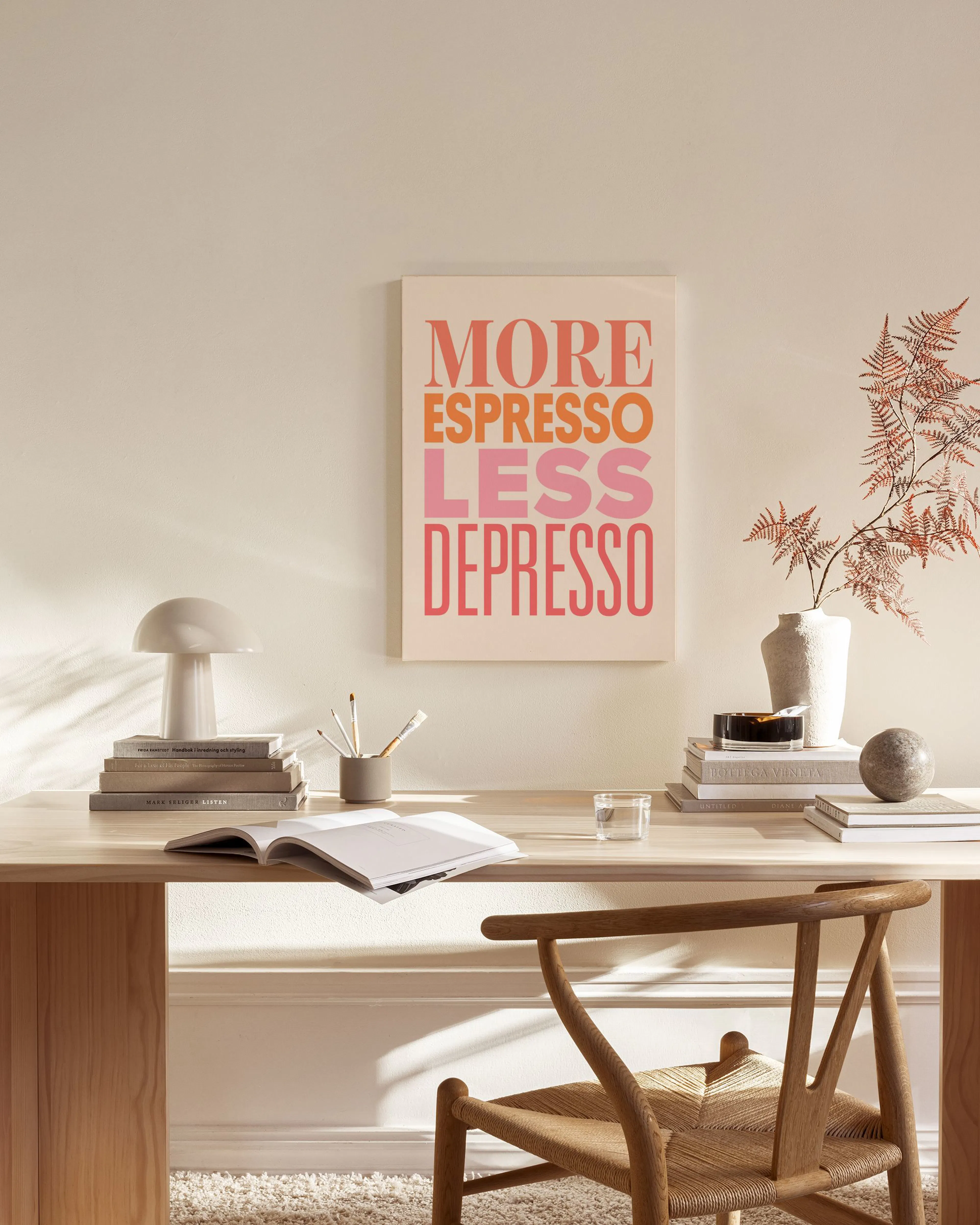 More Espresso Pink, Bold Coffee Quote Canvas Wall Art