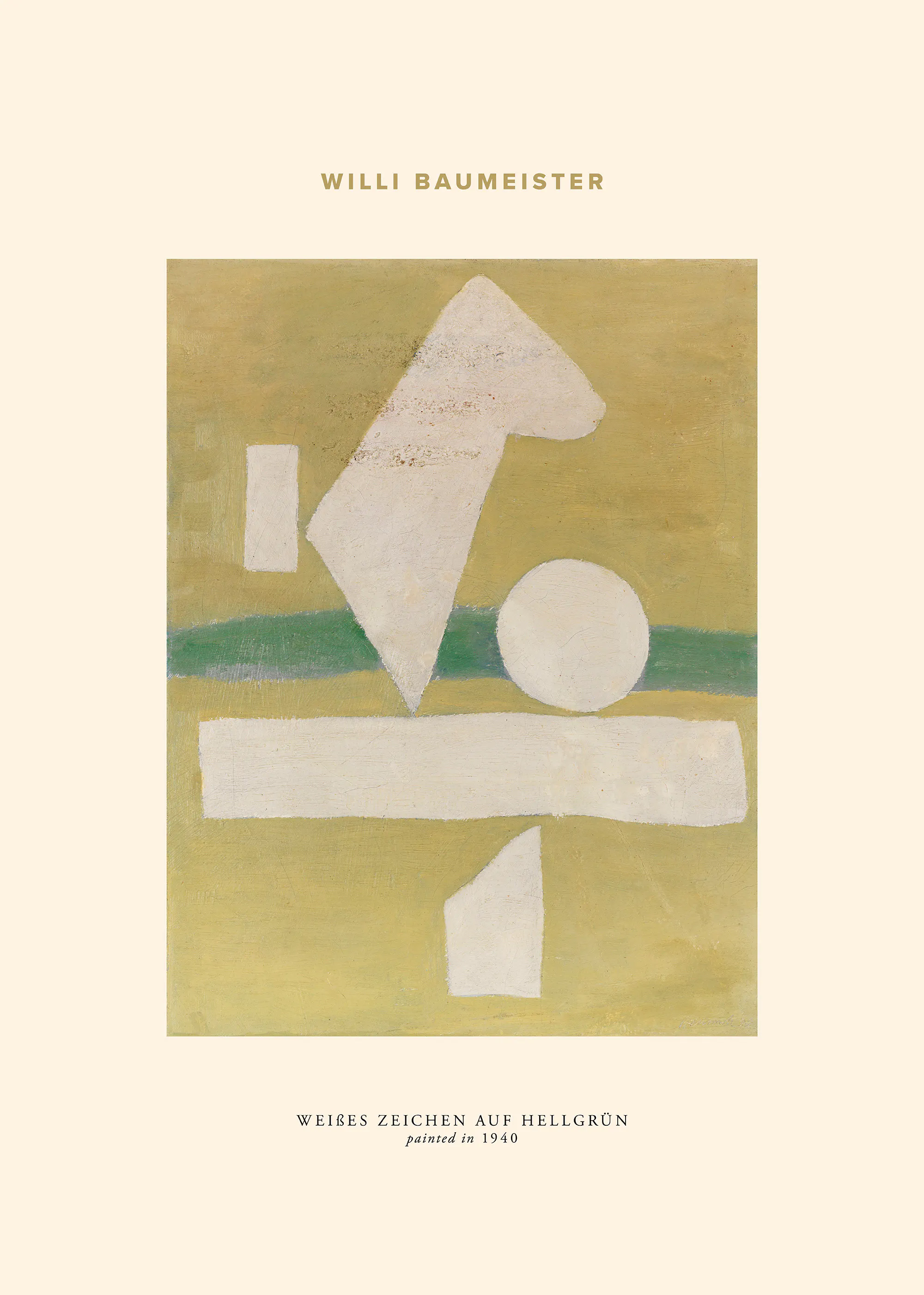 Willi Baumeister - Weißes Zeichen auf Hellgrün Affiche 0
