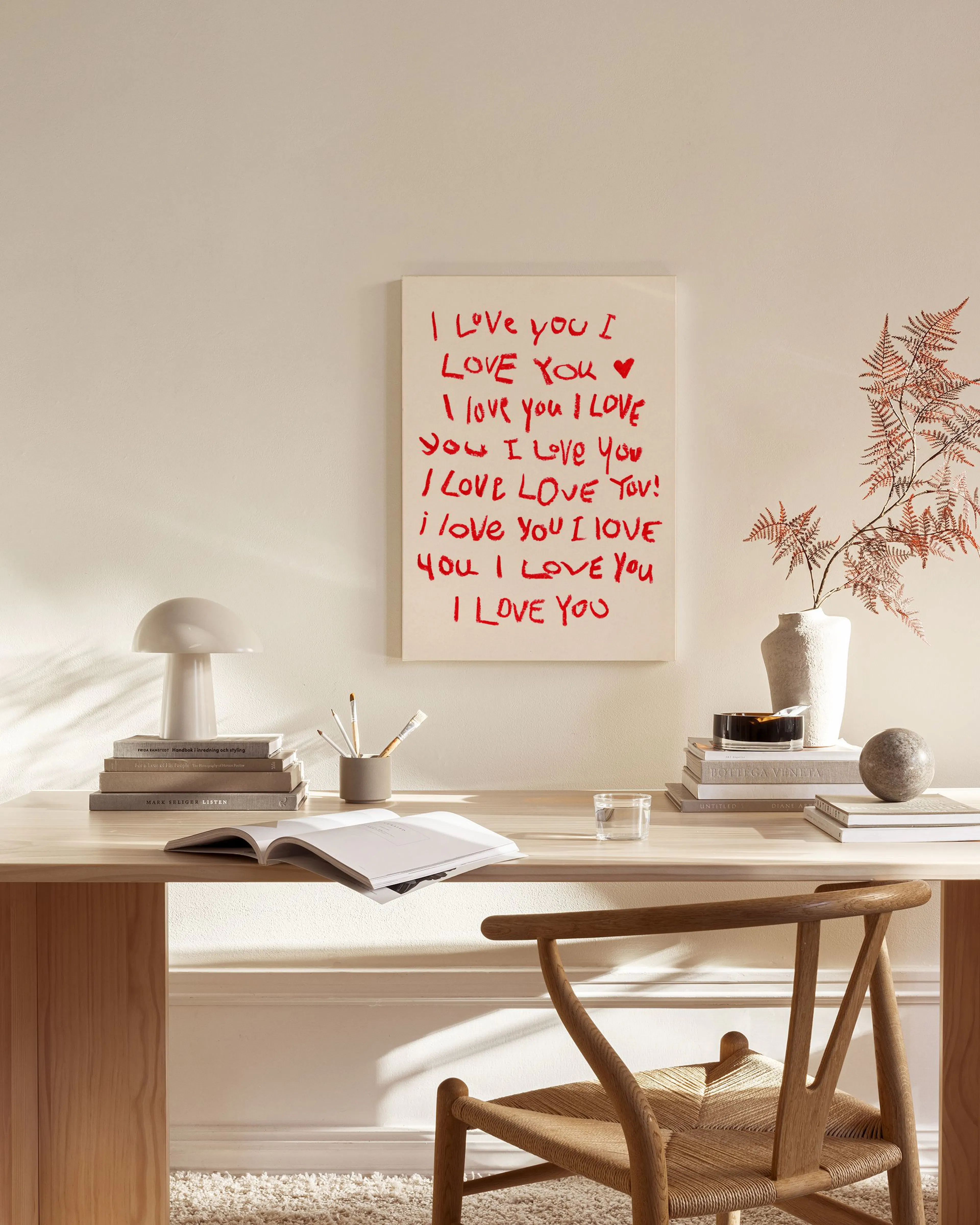 I Love You, Toile Art Mural Écriture Manuscrite Romantique