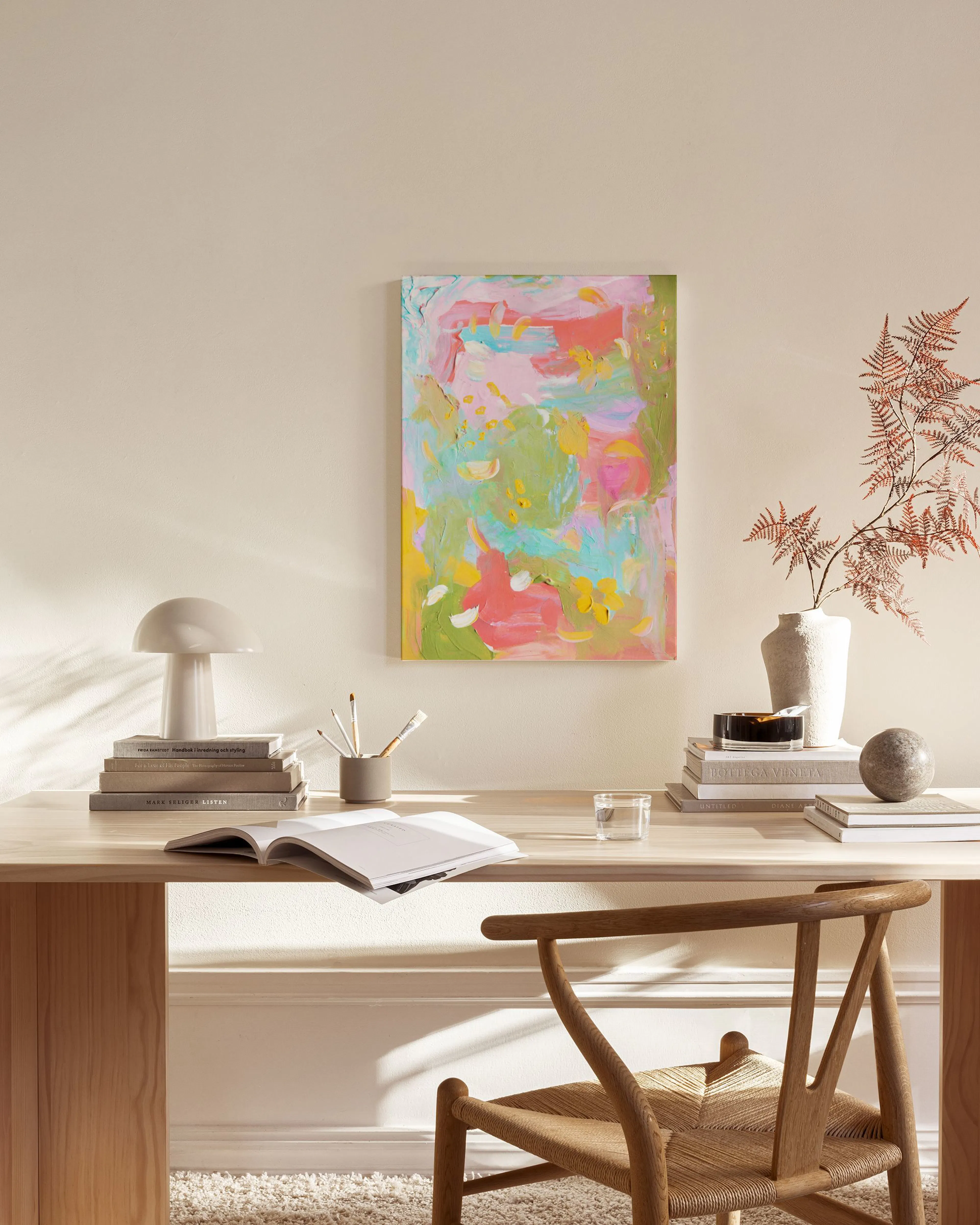 Happy Mess, Bright Abstract Colourful Brushstroke Wall Art