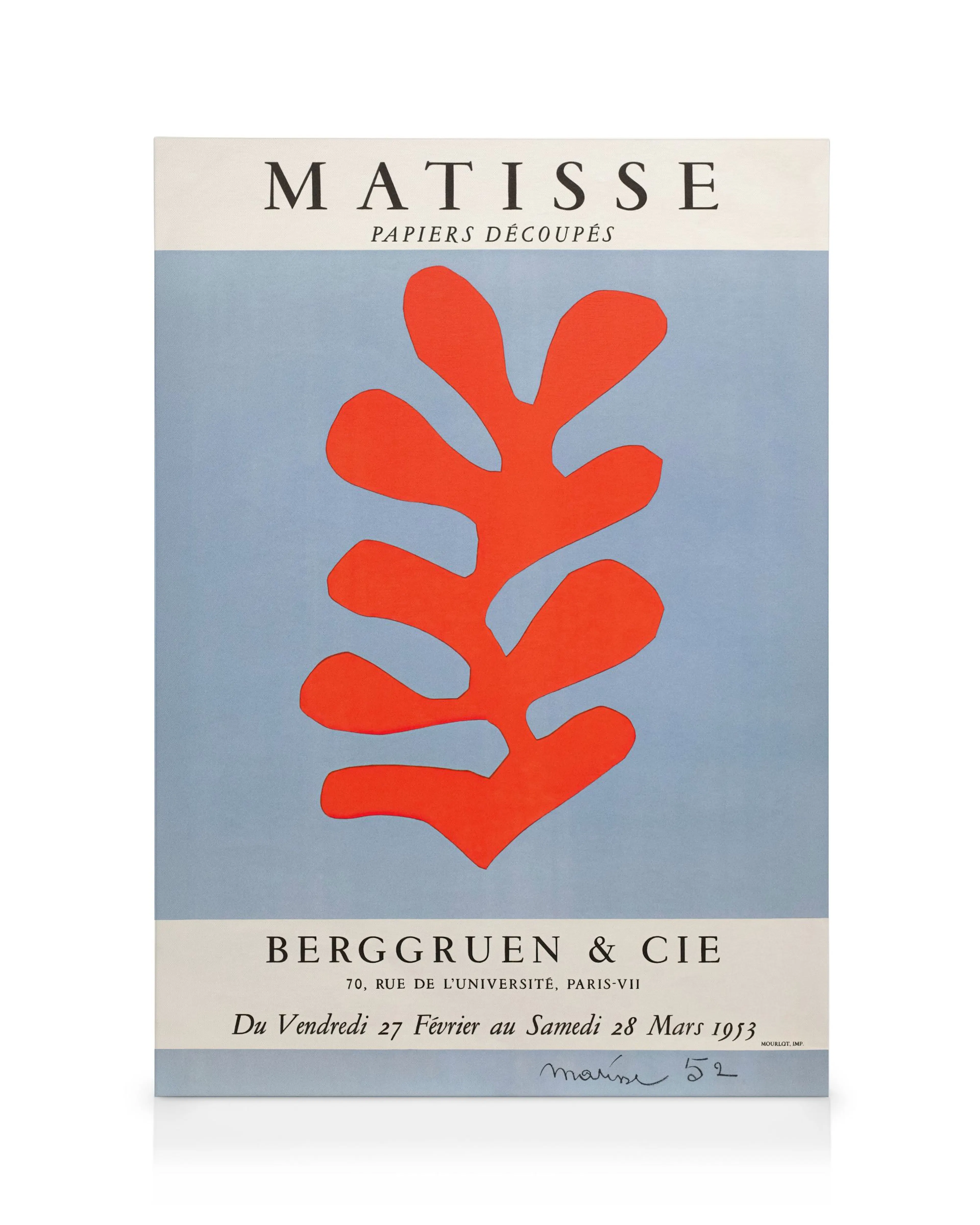 Matisse - Red Algae on Sky Blue Background 1952 Canvas 0