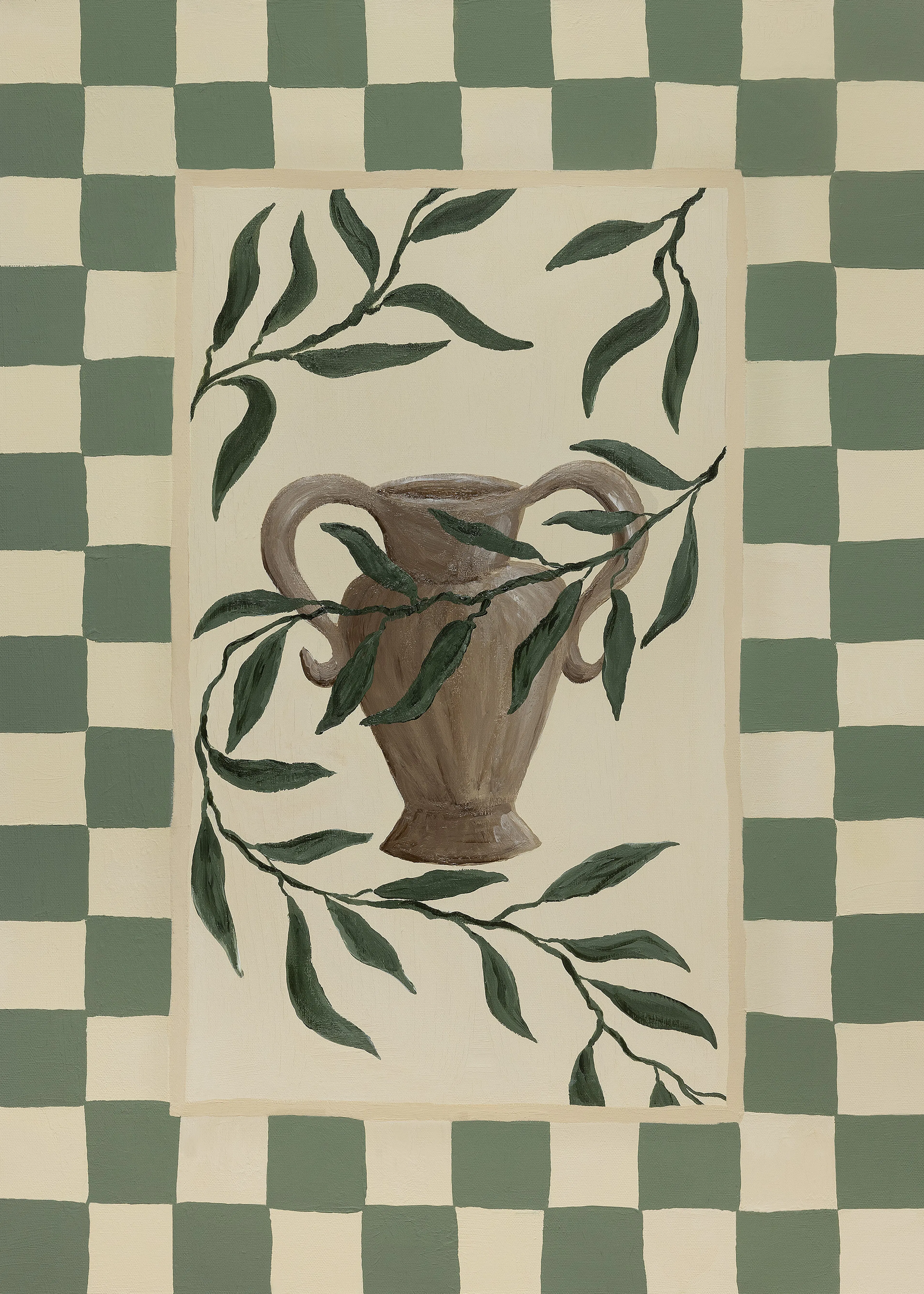 Checkered Botanical Print 0