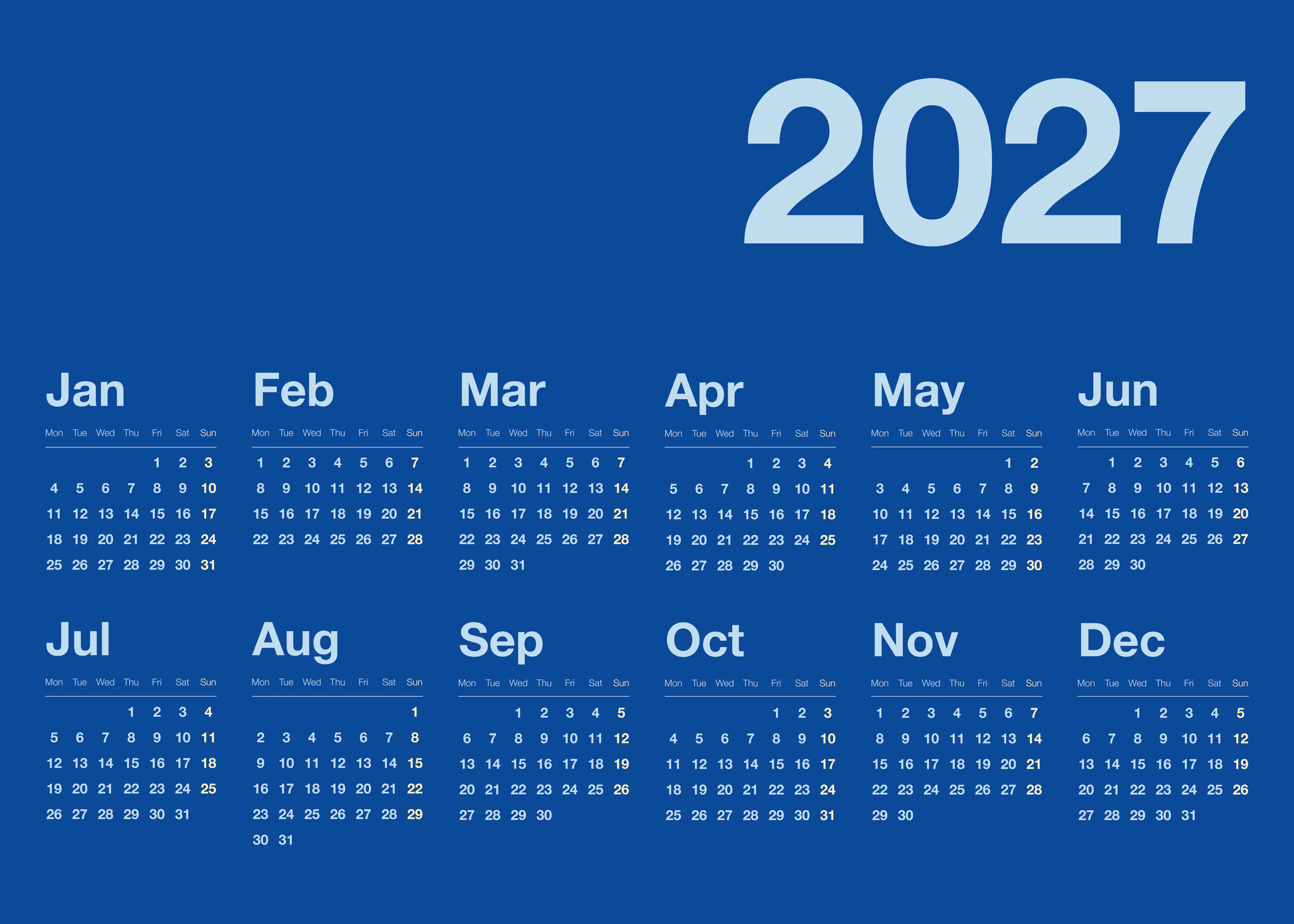 Blue Landscape Calendar 2027 Poster 0