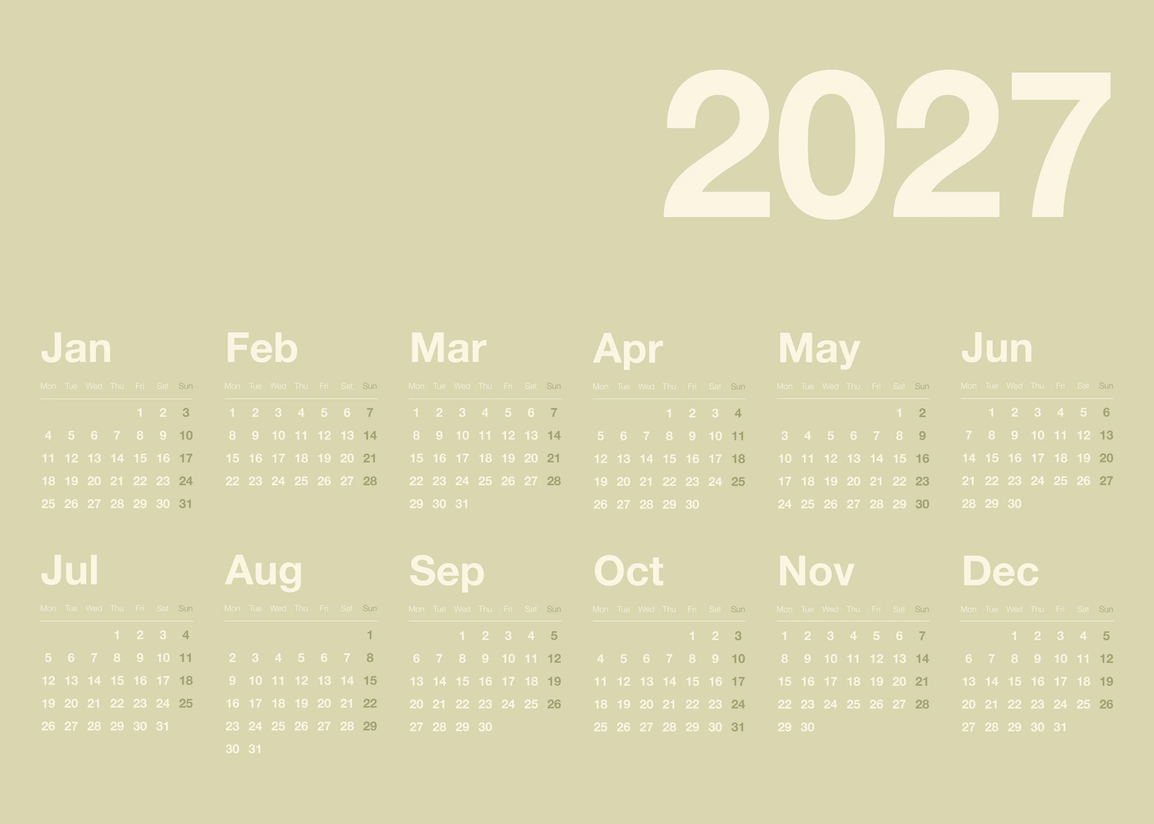 Green Landscape Calendar 2027 Poster 0