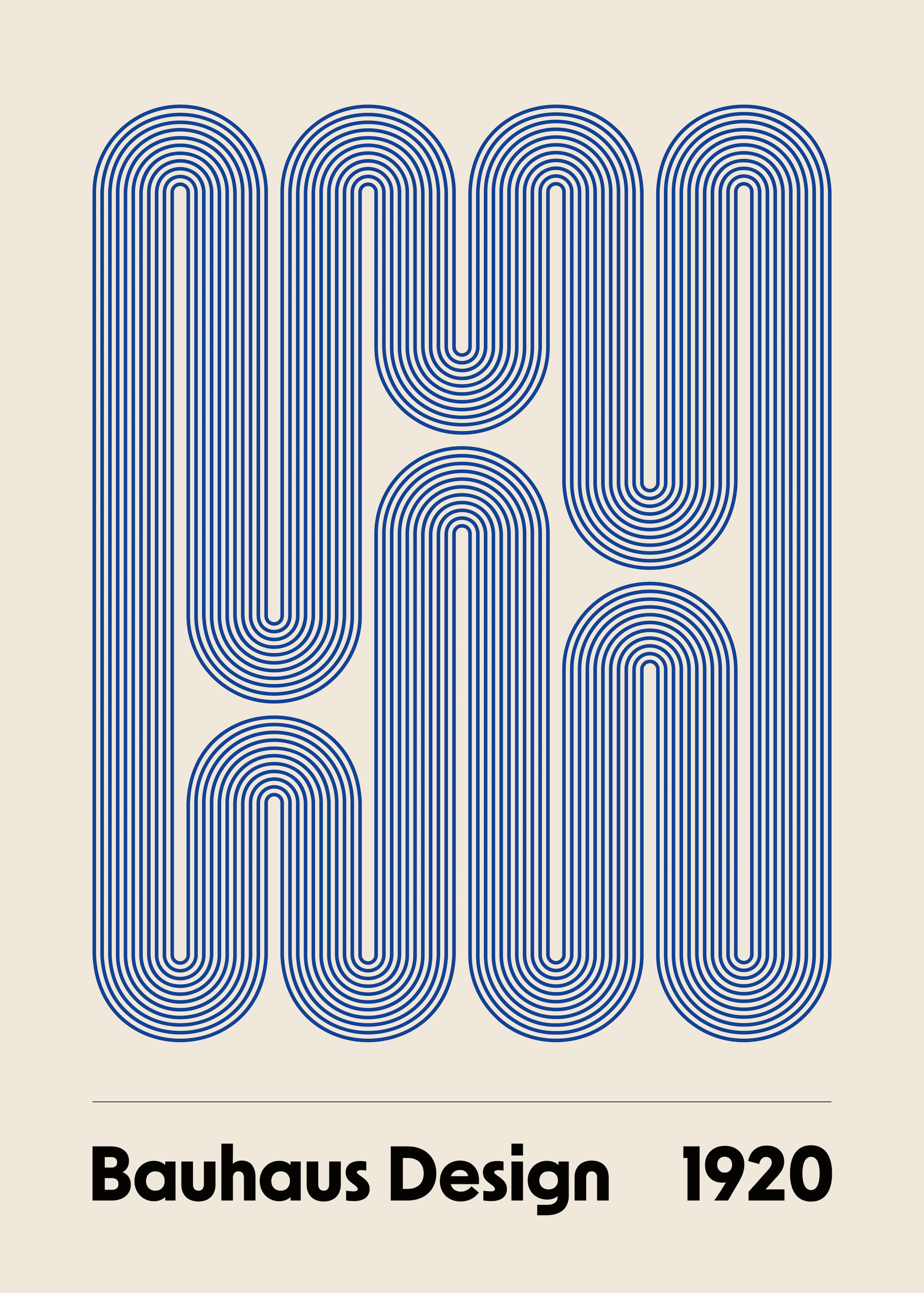 Bauhaus Design Swirls Blue Print 0