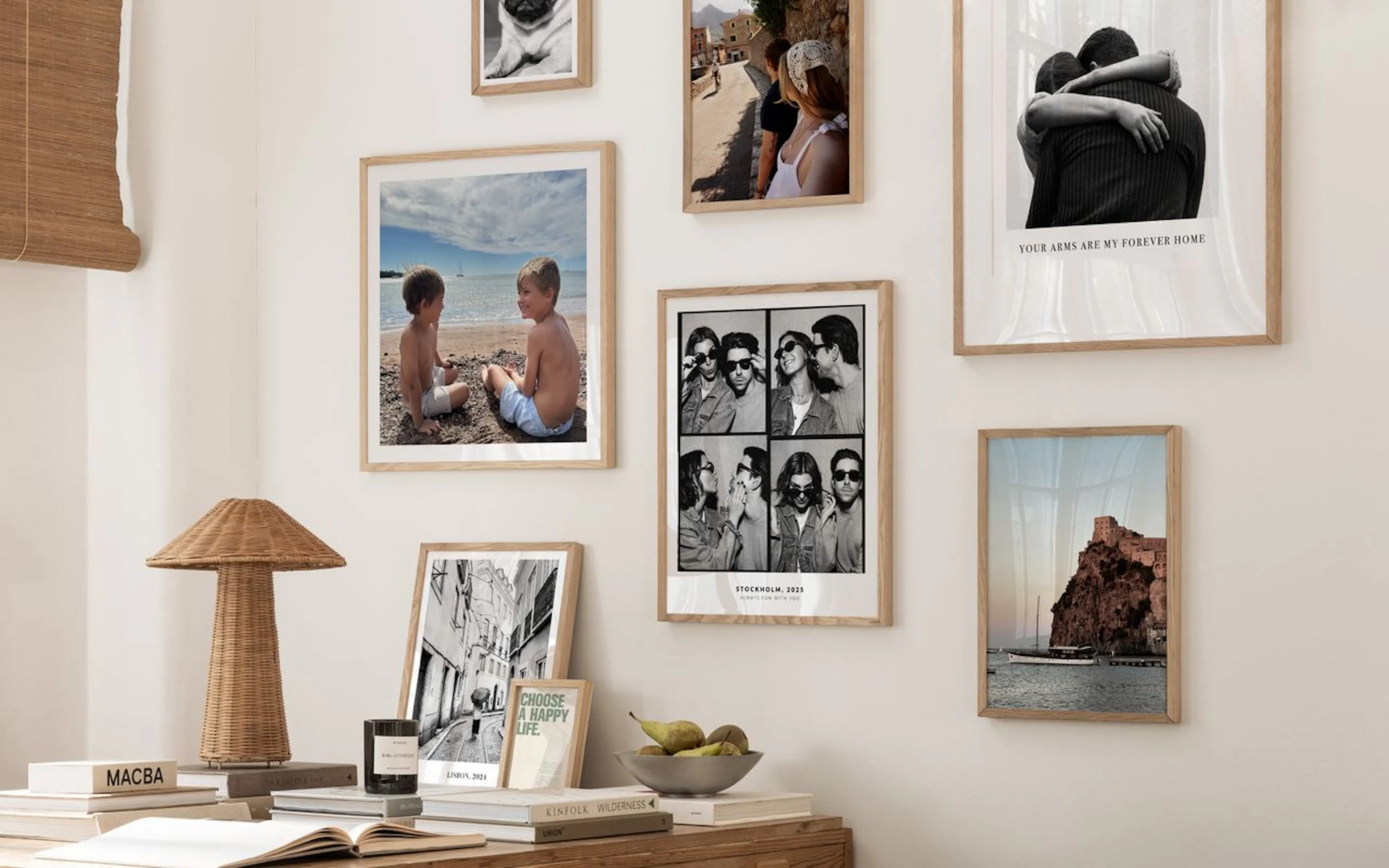 Example gallery wall with personal photos
